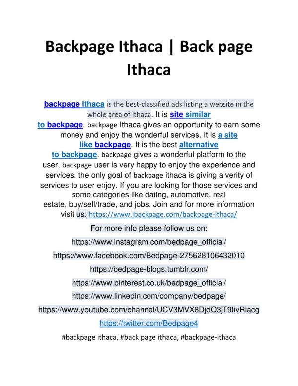 Backpage Ithaca | Back page Ithaca