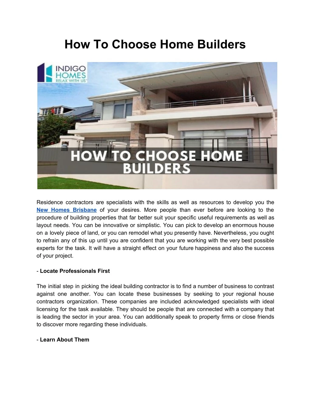 how to choose home builders