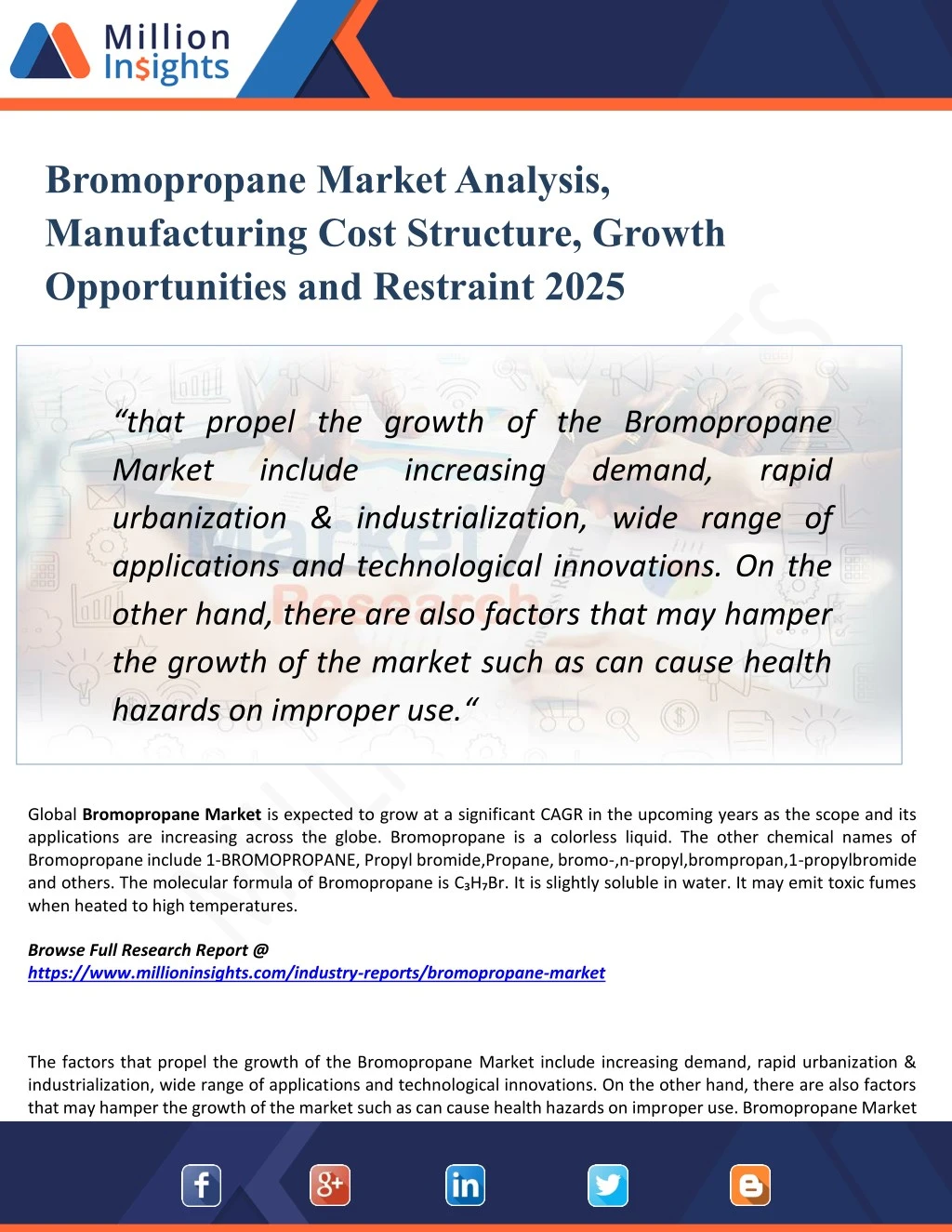 bromopropane market analysis manufacturing cost