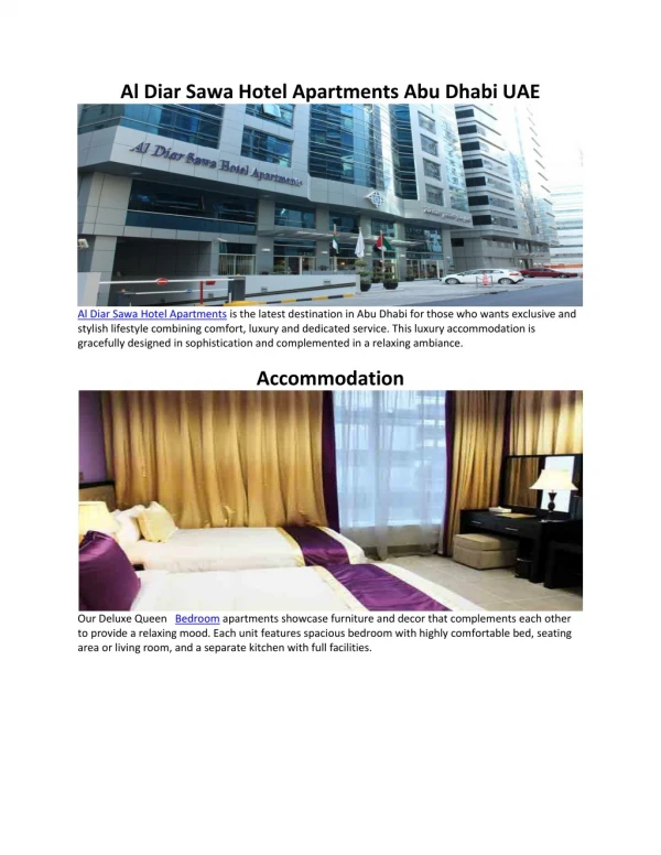 Al Diar Sawa Hotel Apartments Abu Dhabi UAE
