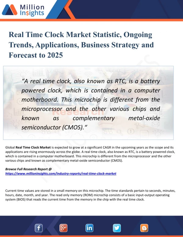 Real Time Clock Market - Industry Analysis, Size, Share, Growth, Trends, and Forecast 2025
