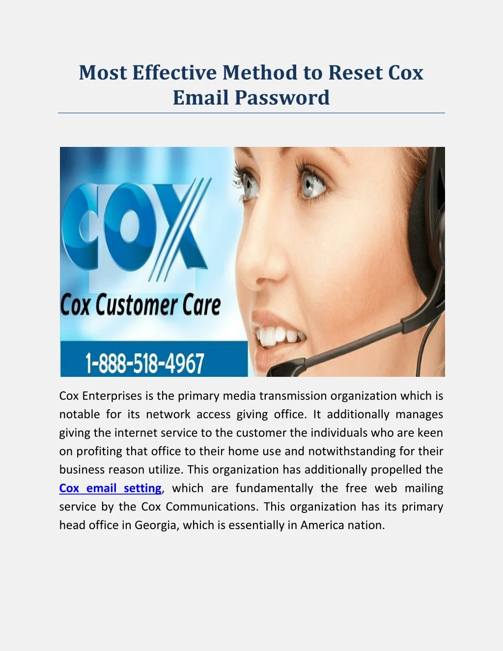 most effective method to reset cox email password