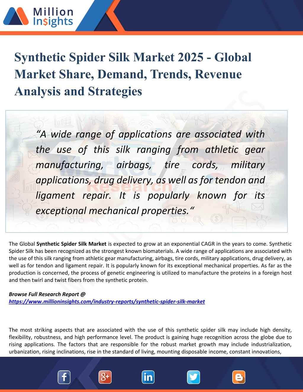 synthetic spider silk market 2025 global market
