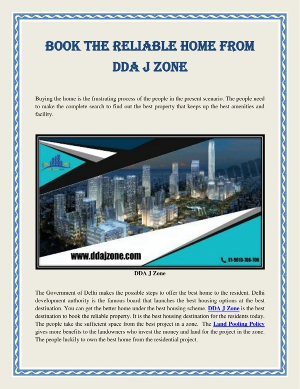 Book The Reliable Home From DDA J Zone