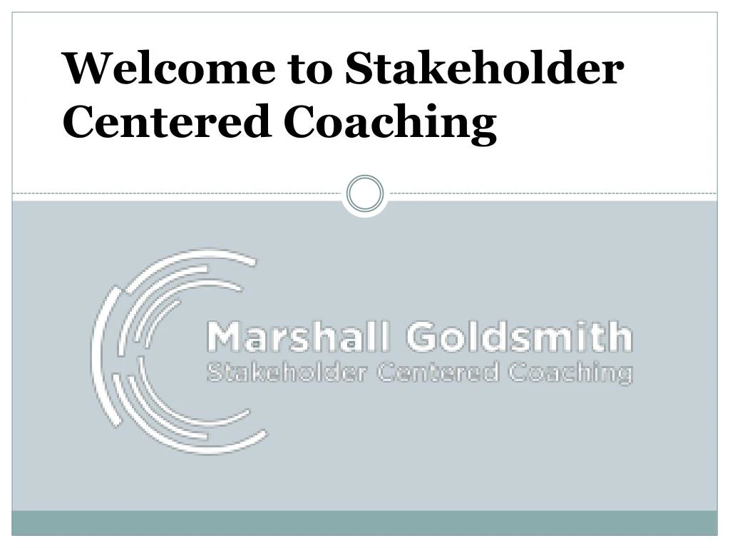 welcome to stakeholder centered coaching