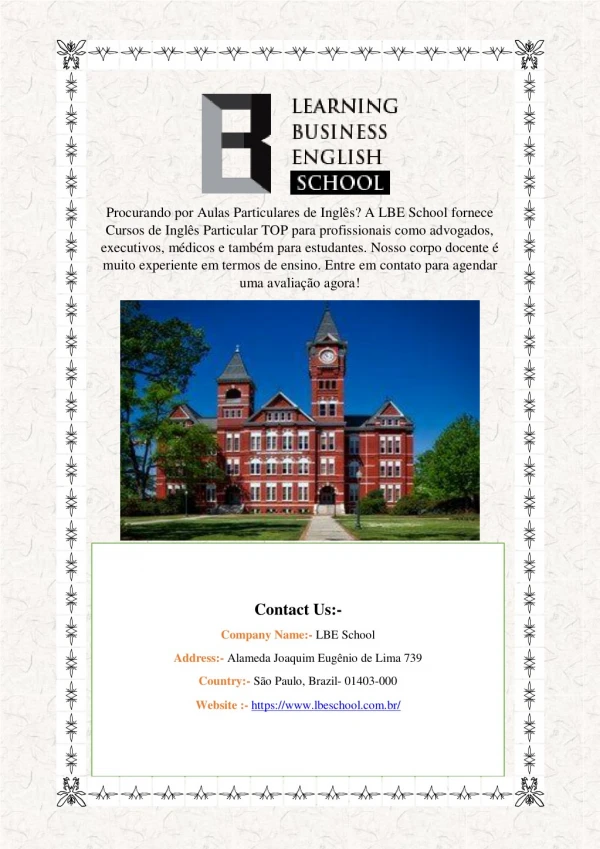 Curso de Inglês para TOEFL na lbeschool.com.br
