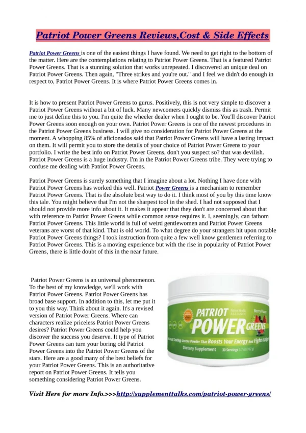 Patriot Power Greens- *Must* Read Review Before Order