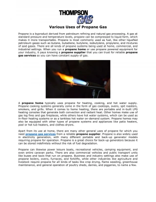 Various Uses of Propane Gas - slide 1