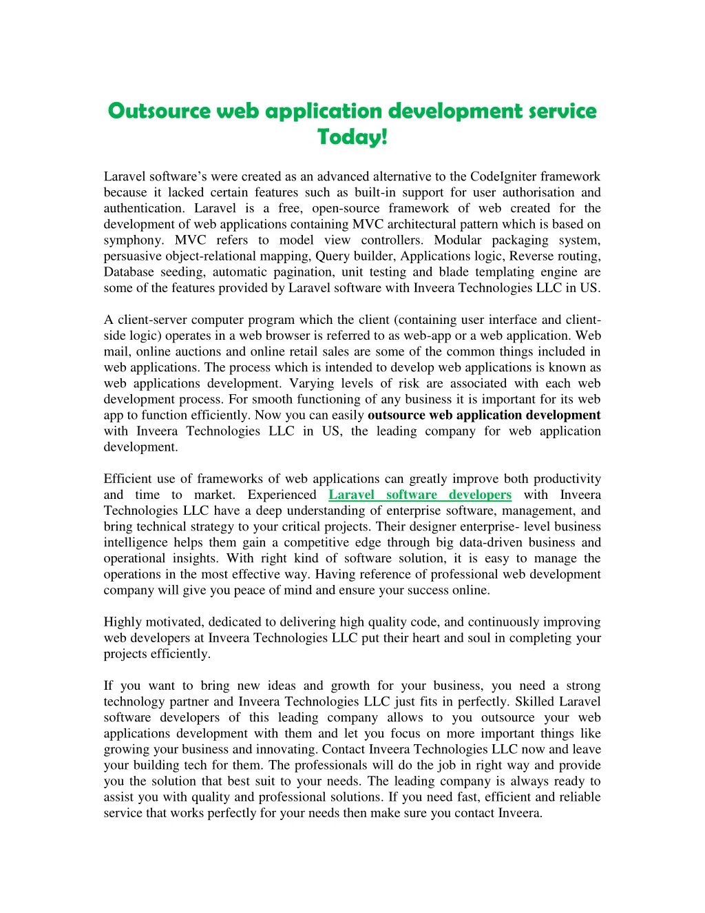 outsource web application development service