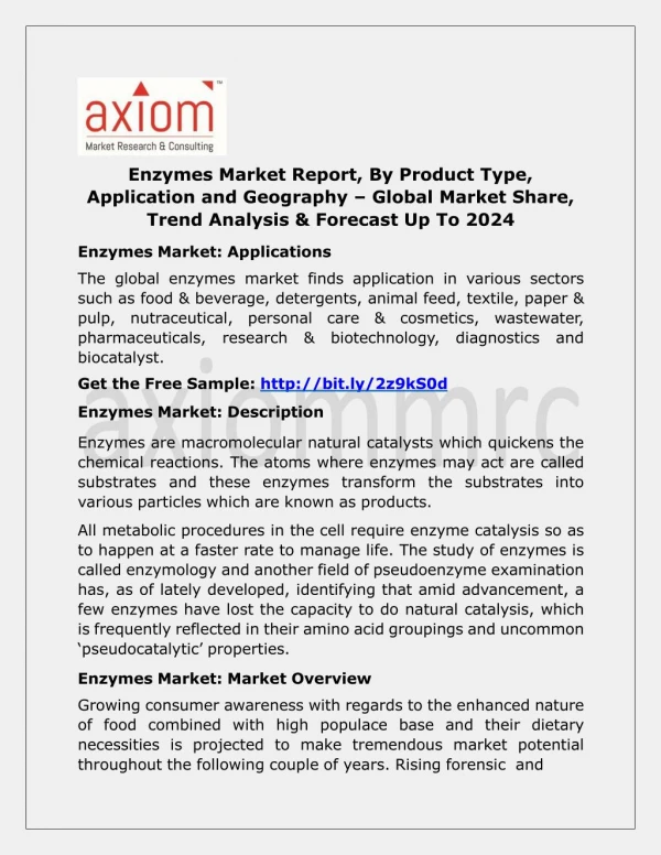 Enzymes Market Key Players and Production Information analysis 2018