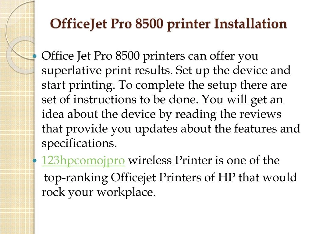 officejet pro 8500 printer installation