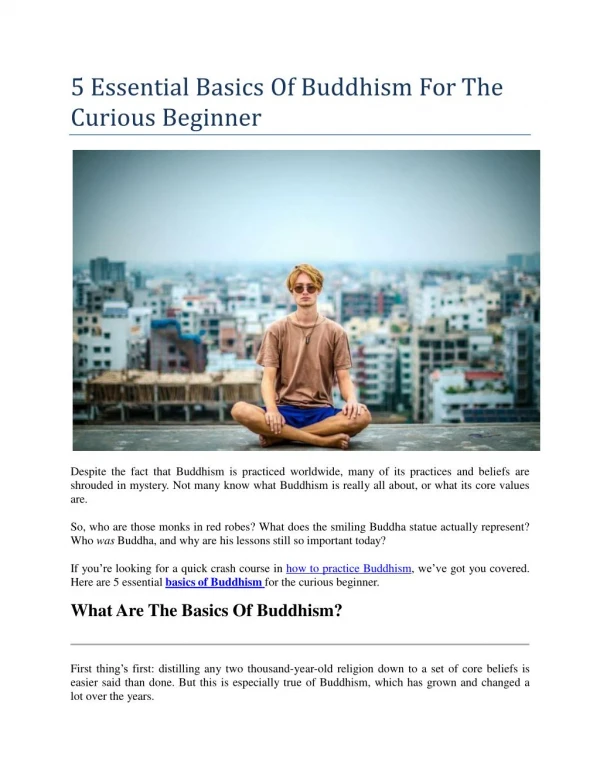 5 Essential Basics Of Buddhism For The Curious Beginner