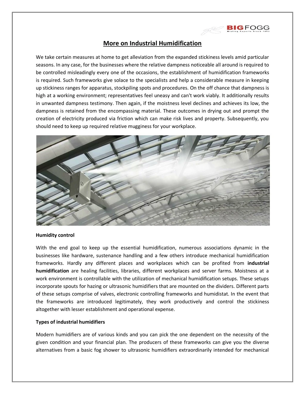 more on industrial humidification