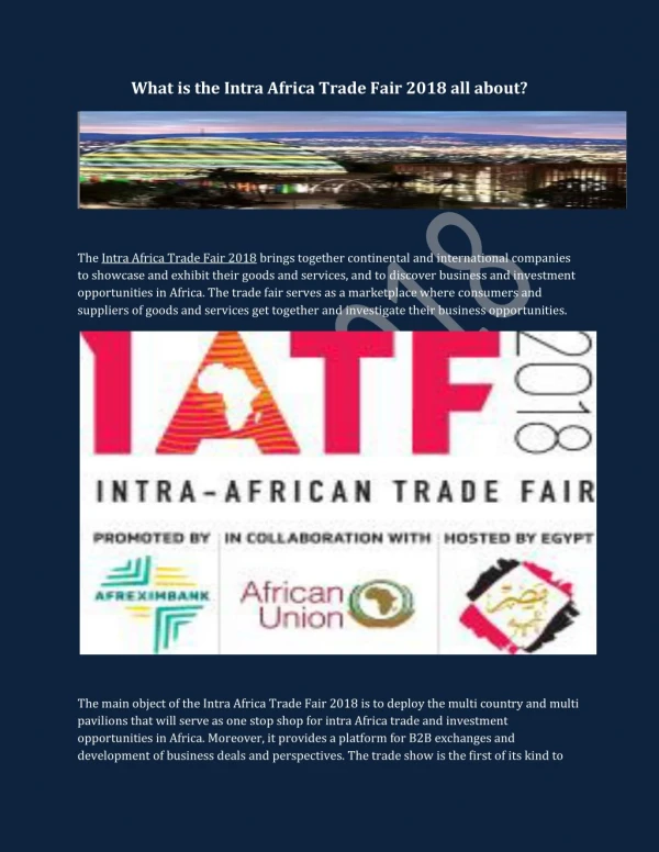 Intra African Trade Fair 2018 in Egypt | Intra-African Trade Fair