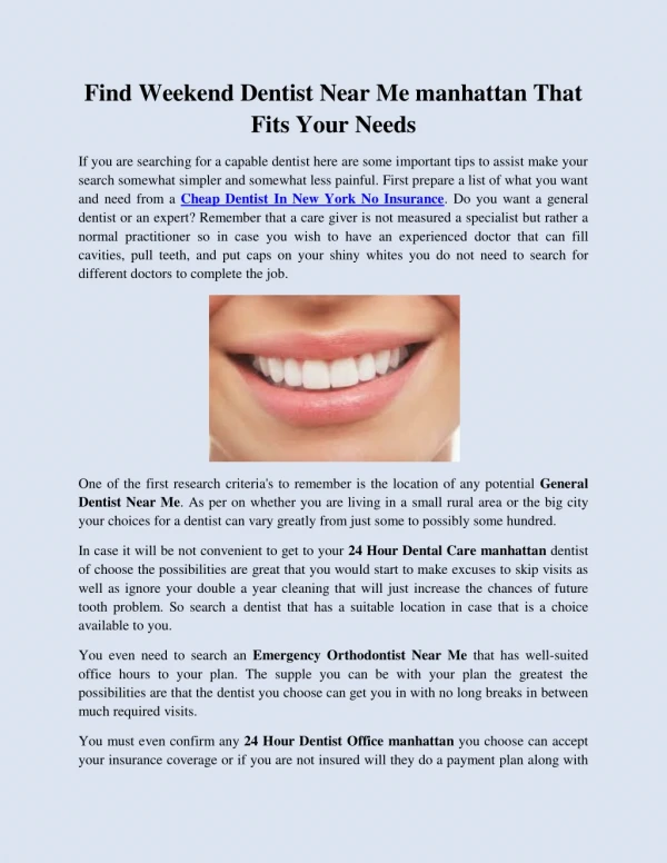 Find Weekend Dentist Near Me manhattan That Fits Your Needs