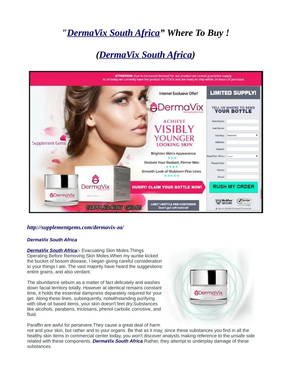 dermavix south africa where to buy