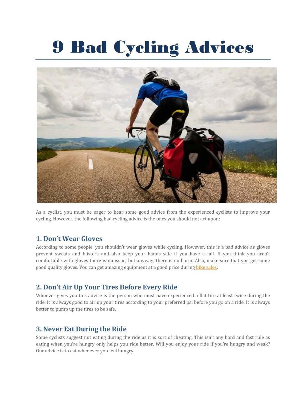 9 bad cycling advices