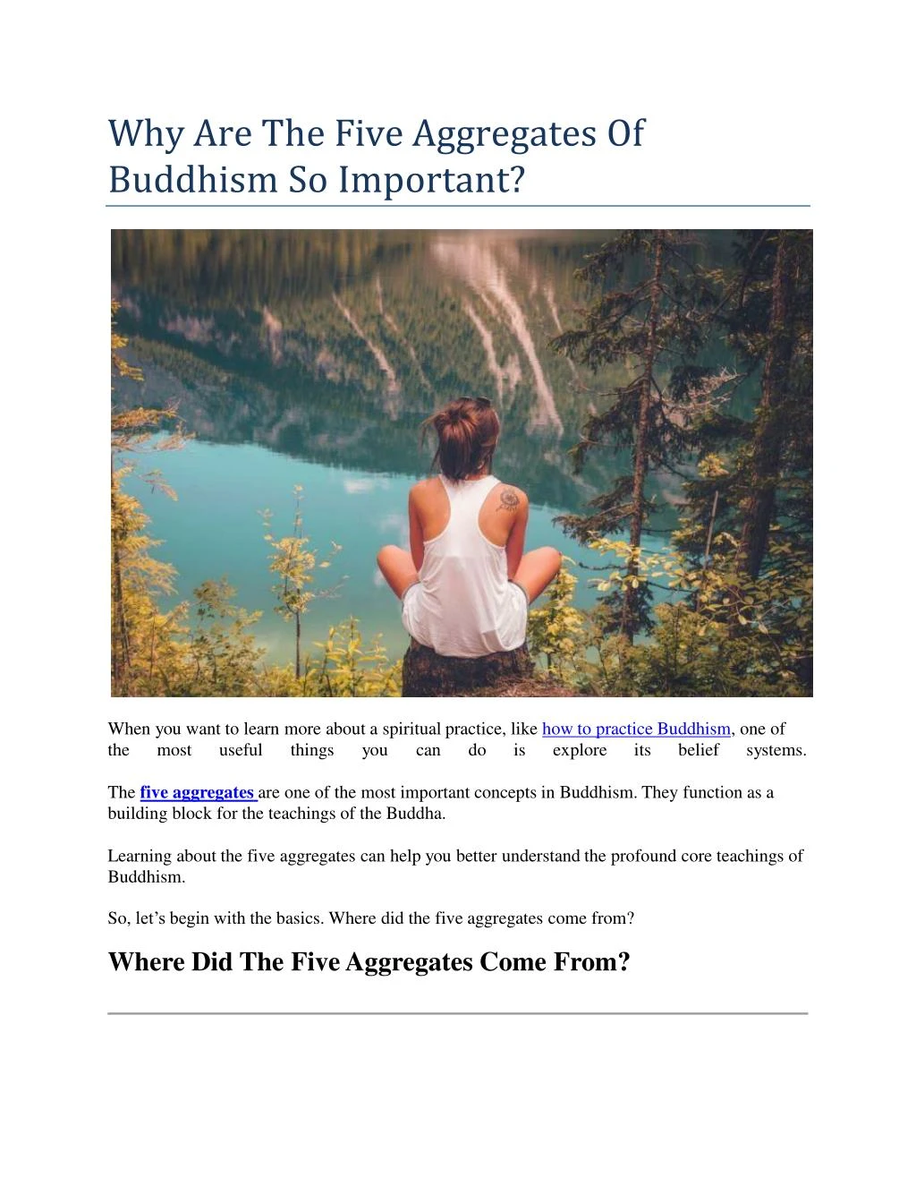 why are the five aggregates of buddhism so important
