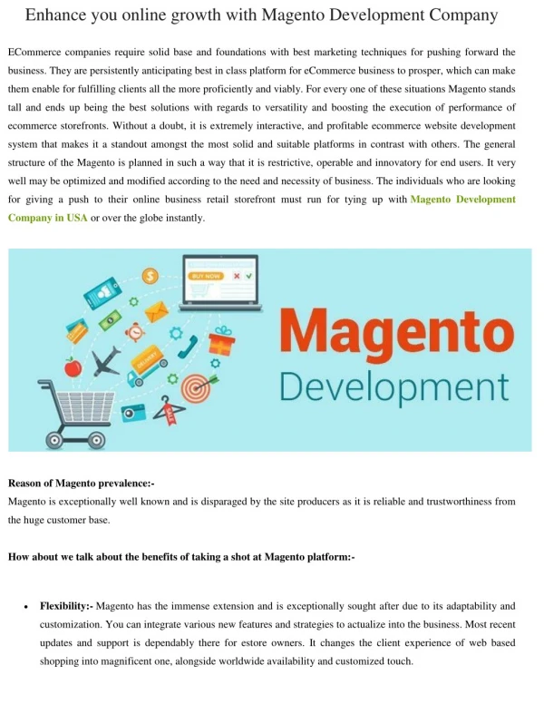 Enhance you online growth with Magento Development Company