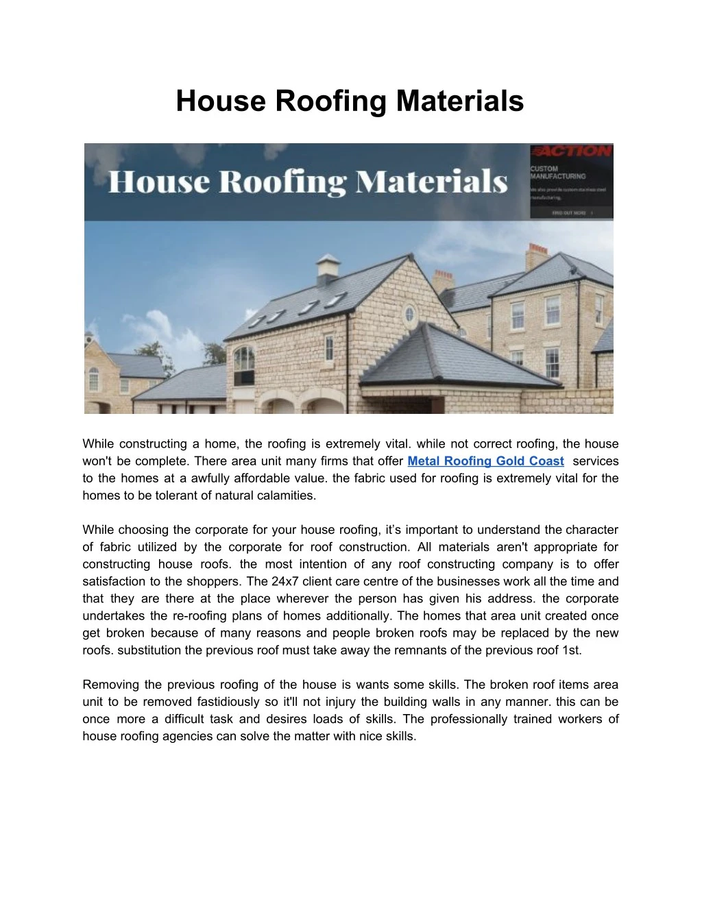 house roofing materials