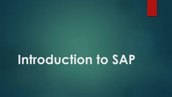 introduction to sap