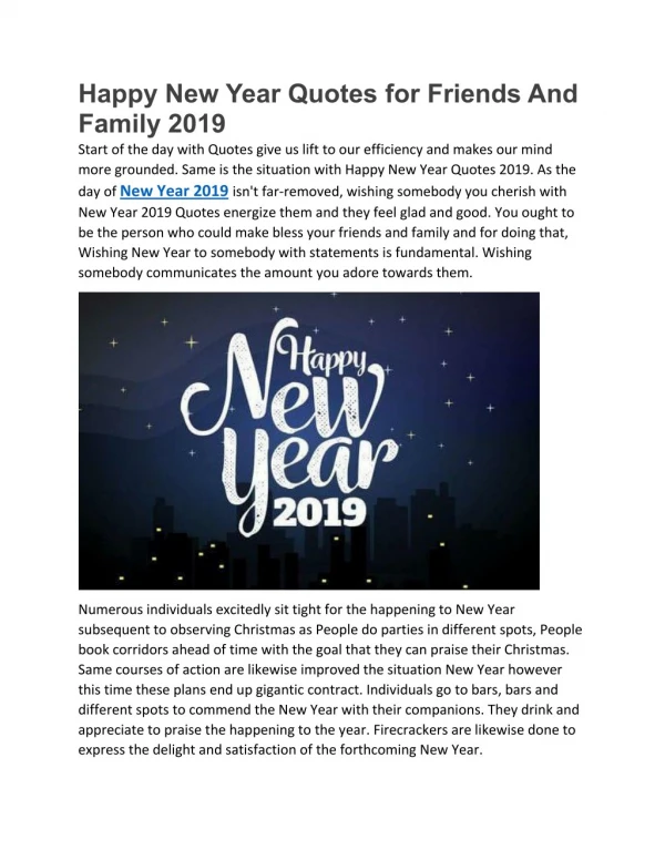 Happy New Year Quotes for Friends And Family 2019