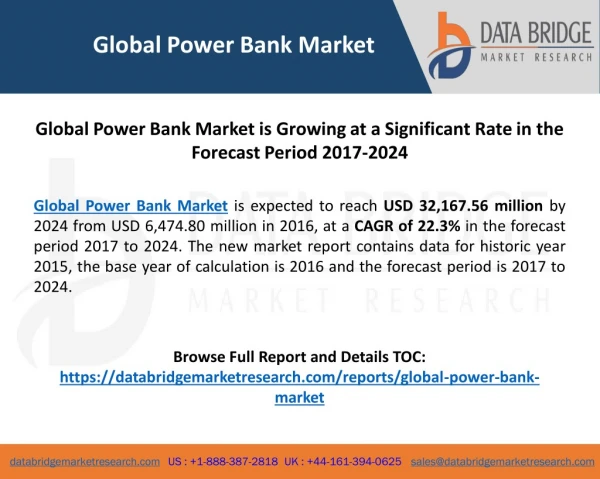 Global Power Bank Market is Growing at a Significant Rate in the Forecast Period 2017-2024