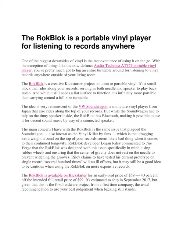 RokBlok is A Portable Vinyl Player for Listening to Records Anywhere