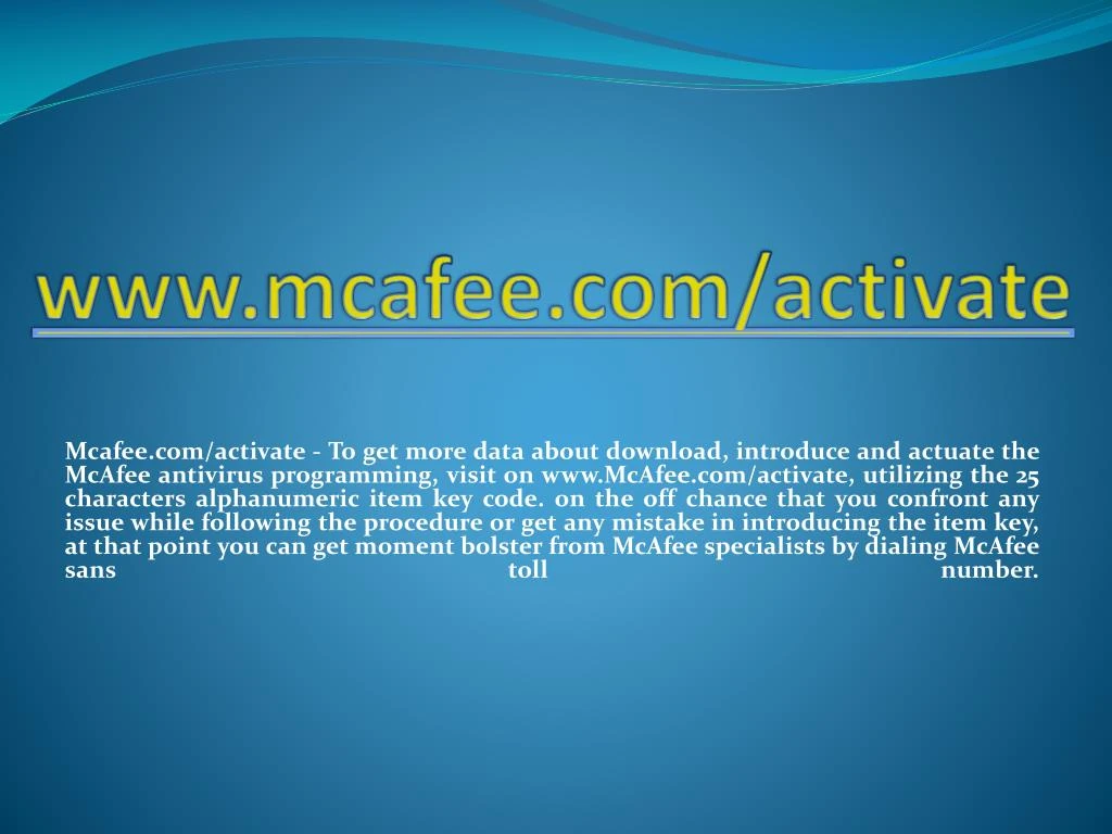 www mcafee com activate