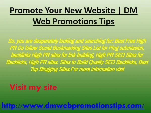 Promote Your New Website | DM Web Promotions Tips