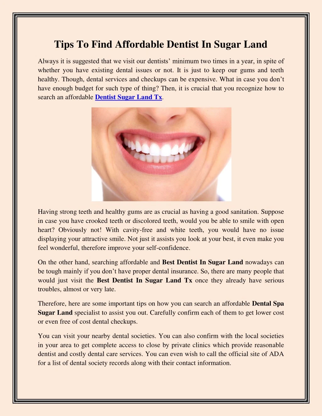 tips to find affordable dentist in sugar land