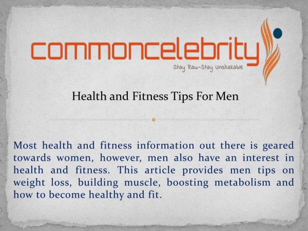 Health and Fitness Tips For Men