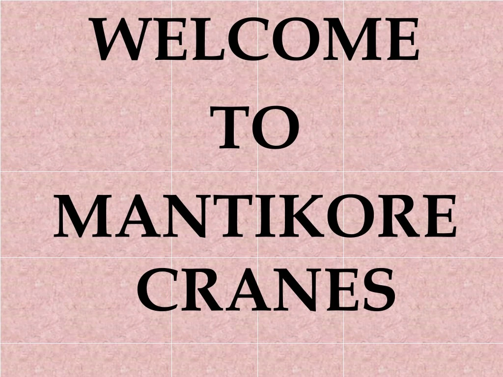 welcome to mantikore cranes