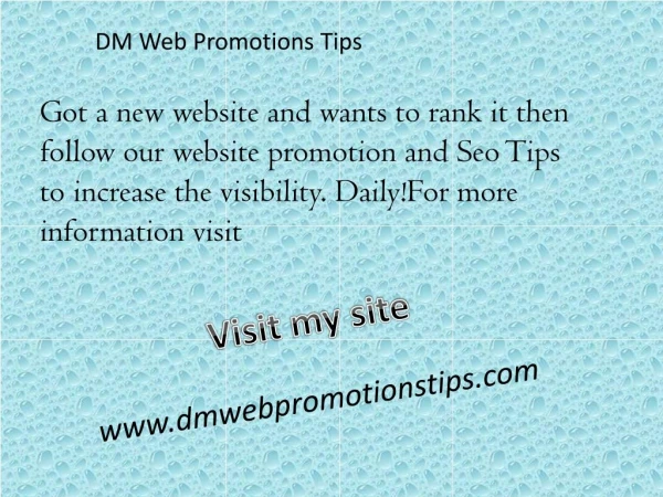 DM Web Promotions Tips