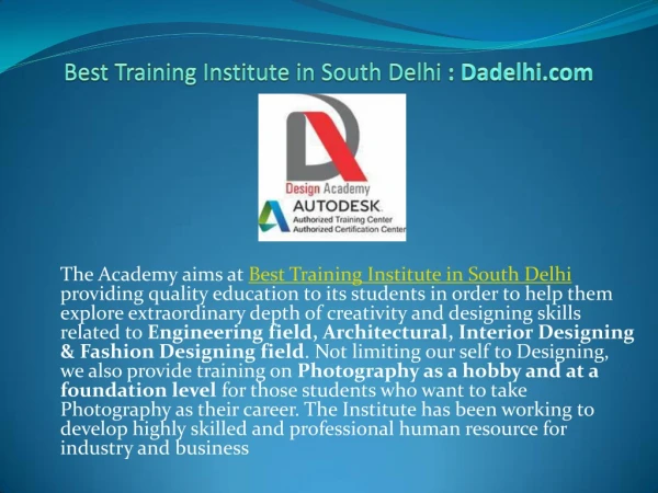 Best Training Institute in south Delhi