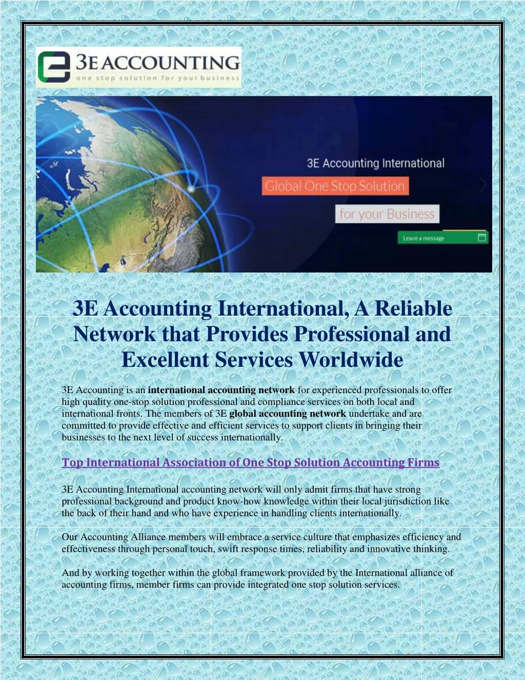 3e accounting international a reliable network