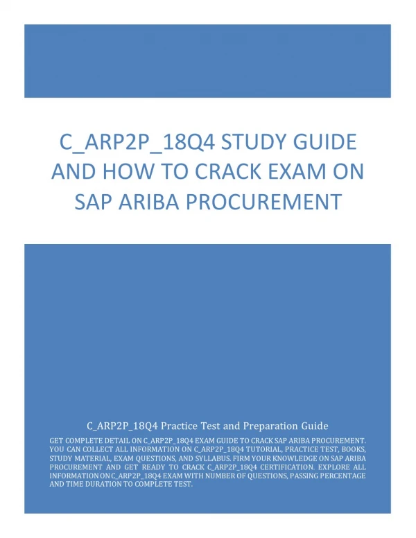 C_ARP2P_18Q4 Study Guide and How to Crack Exam on SAP Ariba Procurement