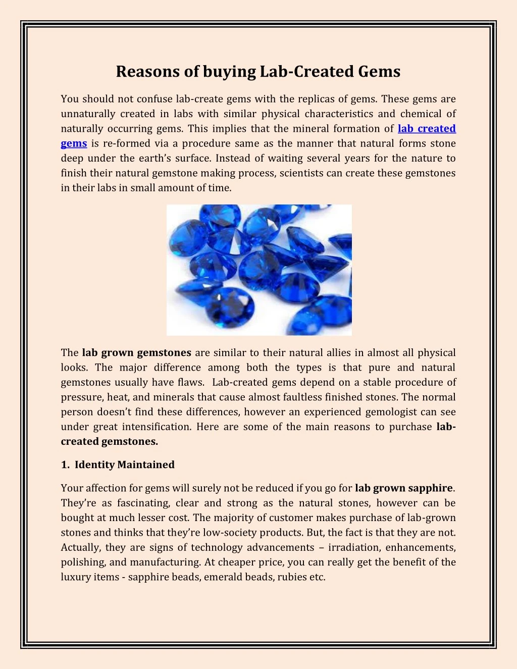 reasons of buying lab created gems