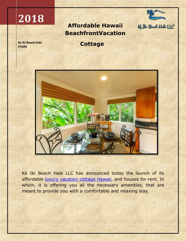 Affordable Hawaii beachfront vacation cottage