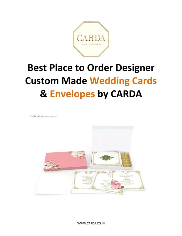 Best Place to Order Designer Custom Made Wedding Cards & Envelopes by CARDA
