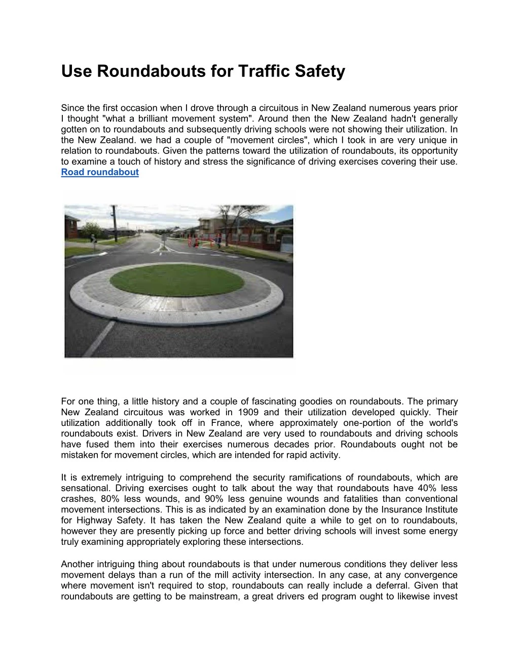 use roundabouts for traffic safety