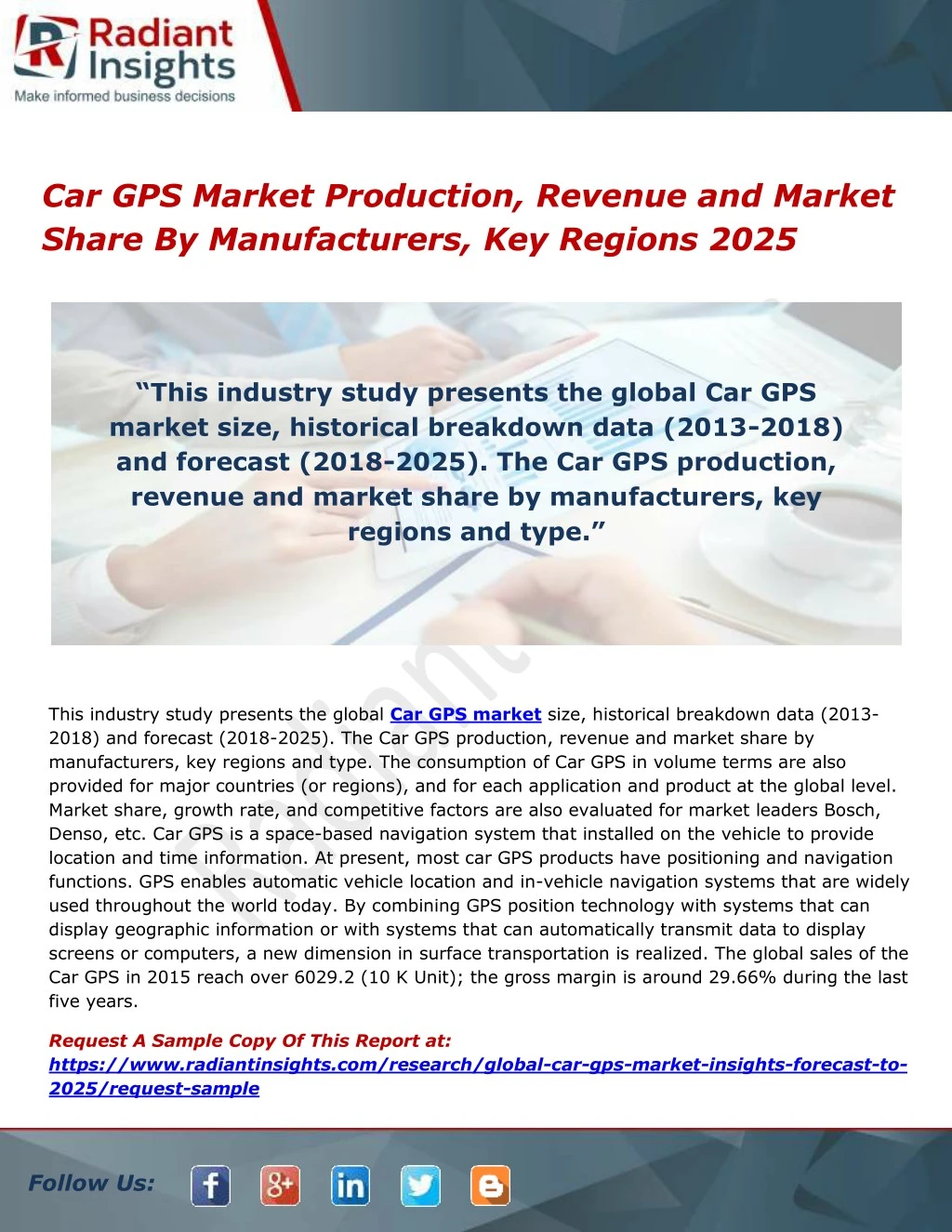 car gps market production revenue and market