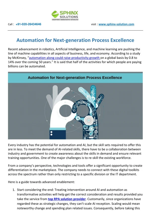 Automation for next generation process excellence