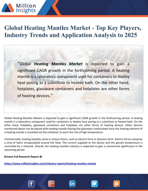Global Heating Mantles Market- Top Key Players, Industry Trends and Application Analysis to 2025