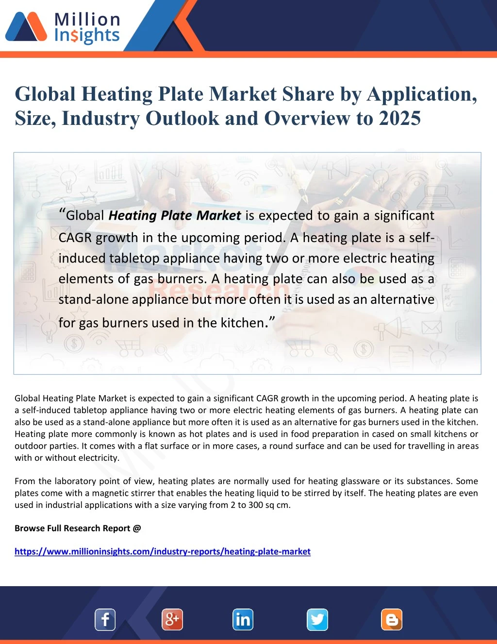global heating plate market share by application