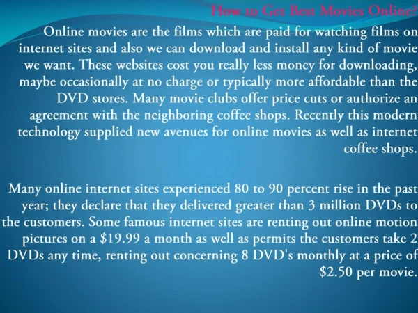 How to Get Best Movies Online