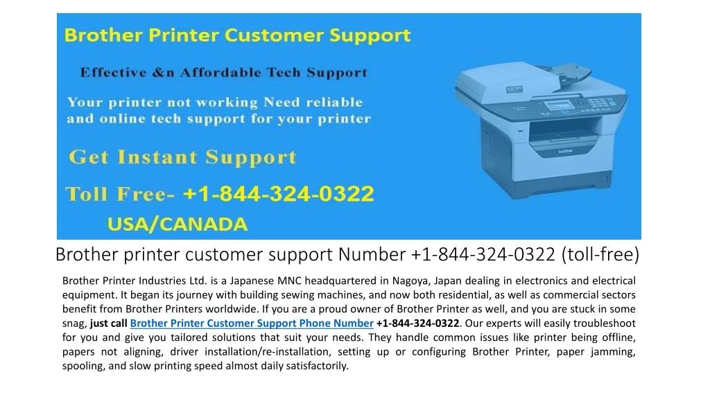 brother printer customer support number 1 844 324 0322 toll free