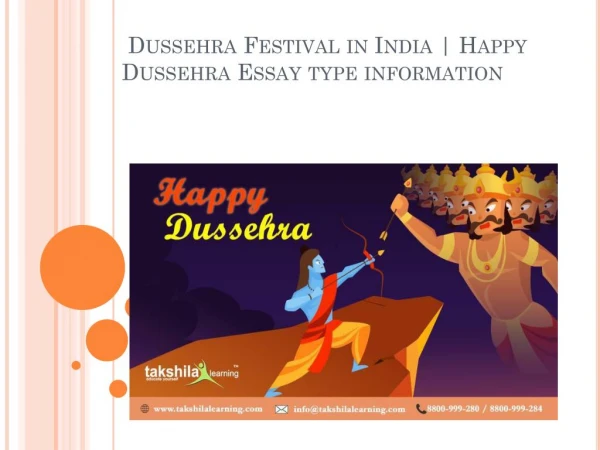 Dussehra Festival in India | Happy Dussehra Essay type information