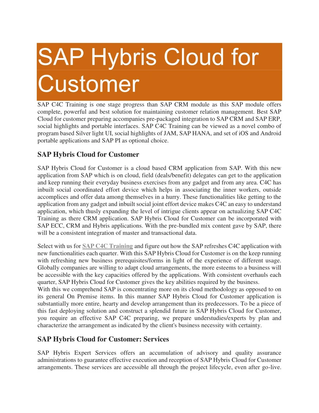 sap hybris cloud for customer