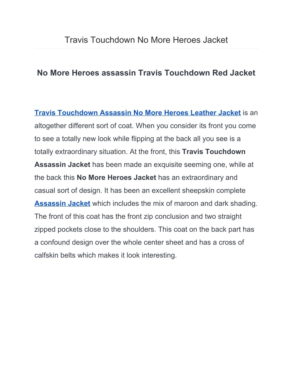 travis touchdown no more heroes jacket